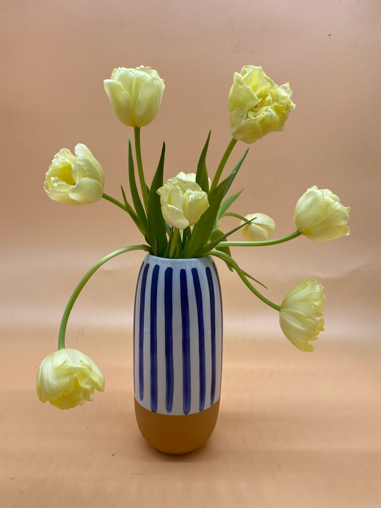 Blue & White Striped Vase