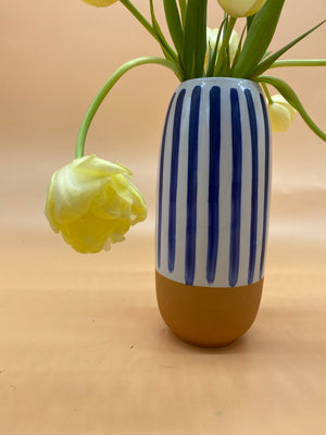 Blue & White Striped Vase