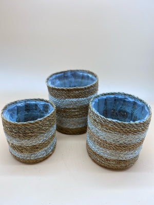Woven seagrass basket pots